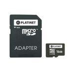 Card de memorie flash Platinet PMMSD1610 microSDHC Secure Digital + Adapter 16Gb (42209)