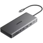 Adaptor IT Ugreen 15978 HUB 13in1 USB-C to 2*HDMI(4K@60Hz)+DP+2*USB-A3.2+USB-C3.2+2*USB-A3.0+SD/TF+GigabitRJ45+3.5mm+PD(100W), CM681, Space Gray
