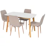 Комплект стол и стулья Evelin di Costacurta стол Cooper White Bella beech + 4 стула XR-154Wo Light beige8