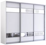 Шкаф Mobildor-Lux Fox uși glisante din PAL cu elemente din oglindă (240x60x200H cm) Alb