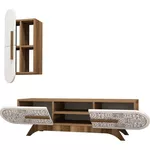 Comodă TV Trendy Defne, Nuc, Alb 145x37x35cm