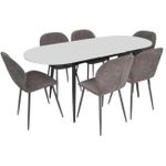 Комплект стол и стулья Evelin di Costacurta стол DT-533R B + 6 стульев YTC-064B UF885-15 (Dark grey)