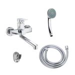 Смеситель для ванны Hydro S Set baterie cadă, pipă mobilă, cu pară și furtun, Aquafix 801, crom (0400373)