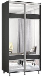 Dulap Mobildor-Lux Aron-P 1.0m-1.8m uși glisante din PAL cu oglindă zebra (120x60x200H cm) Anthracite