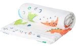 Комплект подушек и одеял Akuku A0685 Dinosaurs, paturica din muselina 110x105cm