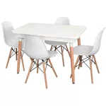 Комплект стол и стулья Evelin di Costacurta стол DT-431-1R Wo + 4 стула LC-021 White plastic
