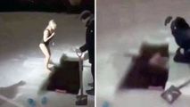 O femeie, filmată cum se îneacă de Bobotează sub ochii copilului