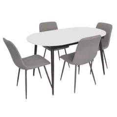 Комплект стол и стулья Evelin di Costacurta стол DT-533R B + 4 стула YTC-078B Bjorn-13 (Grey)