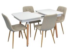 Set masă și scaune Evelin di Costacurta стол DT-432-1R Wo + 4 стула YTC-080Wo Light beige
