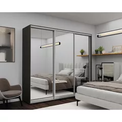 Dulap Nex Home Dulap cu uși glisante 240x60x220cm, Oglinda, Carbon