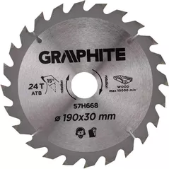 Диск отрезной Graphite 57H668 Disc circular pentru lemn, 190x30mm, 24 dinti
