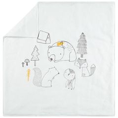 Lenjerie de pat pentru copii Premaman PCHTEO-BLA-UNQ Paturica Jersey Forest Animals, 80x80cm
