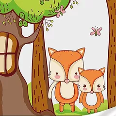 Картина по номерам Strateg R18 /26 (ES0873)(72960) Drăguț familie de vulpi, 30x30 cm