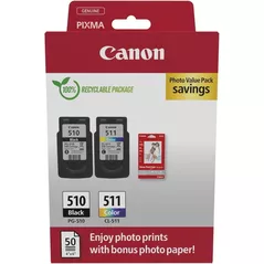 Картридж для принтера Canon PG-510/CL-511 (2970B017) + 10x15 Glossy Photo Paper (50 sheets), multi pack
