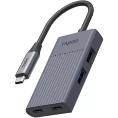 Переходник для IT Rapoo 226496 UCH-4013 USB-C Hub, USB-C to USB-A and USB-C, grey