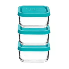 Container alimentare Promstore 24975 Set de 3 recipiente Frigoverre Baby cu capac, 0.345L, 10x10cm, sticla, transparent
