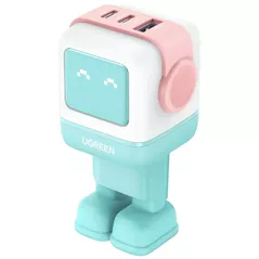 Încărcător cu fir Ugreen 35855 Nexode Robot GaN Charger USB-A+2*USB-C 65W, Pink Blue
