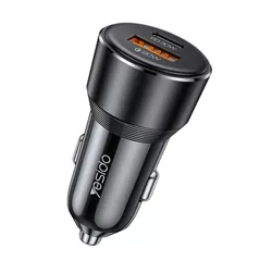 Зарядное устройство для автомобиля Yesido Y64 Dual Port 1*USB-A+1*Type-C 50W Max 2.4A, Black
