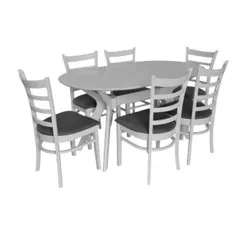 Комплект стол и стулья Evelin di Costacurta стол Raffles Oval White + 6 стульев COCO White/NV-10WP Grey