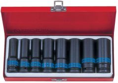 Set de tubulare, bite, duze King Tony 4410MP01 набор 1/2" ударных головок, глубоких 6 гран. 12-24мм, 8 пр.