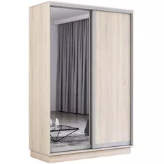 Dulap Mobildor-Lux Fox uși glisante din oglindă și PAL (130x60x200H cm) Sonoma