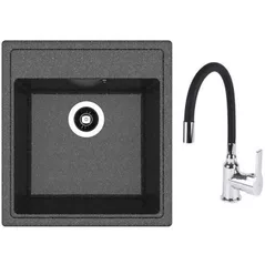 Мойка кухонная со смесителем Dr.Gans Nica 470 + SanDonna F 9995 negru