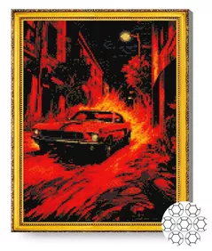 Картина по номерам Art Gallery GA86382 Mozaic cu diamante 40x50cm Automobil retro in nuante rosii