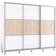 Dulap Mobildor-Lux Aron uși glisante din PAL orizontal (260x60x200H cm) Alb Brilliant