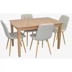 Комплект стол и стулья Evelin di Costacurta стол HV-27V Light Brown + 4 стула YTC-080Wo, BJORN-24 (Light beige)
