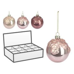 Decor de Crăciun și Anul Nou Promstore 20303 Шар елочный стеклянный 80mm Flower