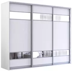 Dulap Mobildor-Lux Fox uși glisante din PAL cu elemente din oglindă (250x60x240H cm) Alb