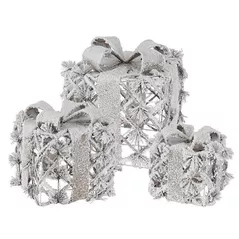 Figurină cu lumină Promstore 38446 Set figurine Gift-cube LED, 3xAA, 3buc, cronometru