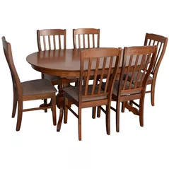 Set masă și scaune Evelin di Costacurta стол HV-33V Burnish oak + 6 стульев Wenyi Burnish oak/Ekea12 Dark Brown