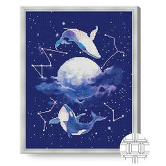 Картина по номерам Art Gallery QB206598 Mozaic cu diamante patrate 40x50cm Balena si orca