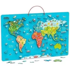 Набор для творчества Viga 44508 Puzzle și tablă magnetică Harta lumii