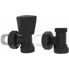 Запорная арматура Arco KCM22N Set robinet tur/retur, p/u uscatoare Ø1/2", negru, TEIDE PLUS