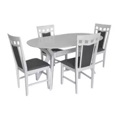 Комплект стол и стулья Evelin di Costacurta стол Raffles Oval White + 4 стула Deepa R White/NV-10WP Grey