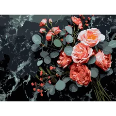 Картина по номерам Strateg 58071 Buchet de flori 30x40cm (fundal negru)