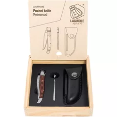 Нож походный Laguiole Luxury Line Pocket Knife Rose cu ascutitoare si husa piele