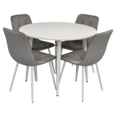 Set masă și scaune Evelin di Costacurta стол DT-402-5Wh + 4 стула YTC-055Wh, BLU-13 Light grey