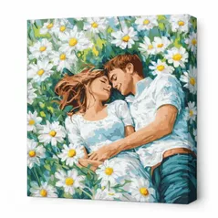 Tablou pe numere Ideyka KHO8629 40x40cm Eco, Imbratisarile tale printre flori