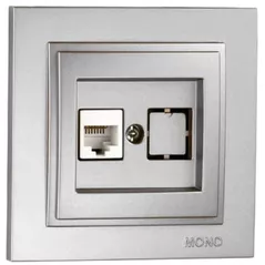 Розетка электрическая Mono Electric Разъем данных 1*RJ45 CAT6 серебристый Despina