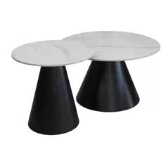 Măsuţă cafea Deco Set Masa cafea Arno D70x40 + D50x46 White