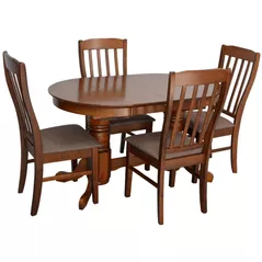 Set masă și scaune Evelin di Costacurta стол HV-31N Burnish oak + 4 стула Wenyi Burnish oak/Ekea12 Dark Brown