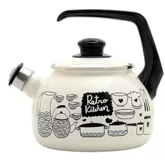 Ceainic aragaz Metalac 57031 Ceainic emailat Retro D20cm, 2.5L, maner bachelit, cu fluier