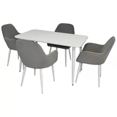 Комплект стол и стулья Evelin di Costacurta стол DT-405-4WH + 4 стула LC-621Wh Light Grey52 (velur)