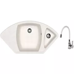 Chiuvetă bucătărie cu bateria Dr.Gans Gabi + SanDonna F 9995 alb