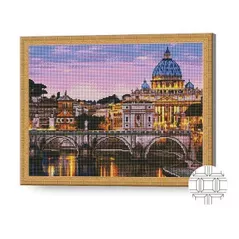 Tablou pe numere Art Gallery QB204723 Mozaic cu diamante patrate 40x50cm Amurg mov in oras