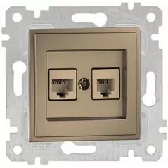 Розетка электрическая Mono Electric Данные + телефонная розетка (RJ45 CAT6, RJ11 CAT3) механизм бронзовый