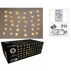 Гирлянда Promstore 56509 Luminite de Craciun Cortina, 144LED, alb, 1.2x1.2m, 8reg.+telec.